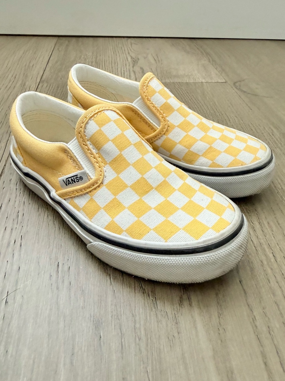Vans Classic Unisex Checkered Slip On Sneakers Yellow White Little Kids 11